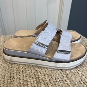 Vionic Brandie Women's Platform Comfort Sandle Size 8.5 Lavender Purple White